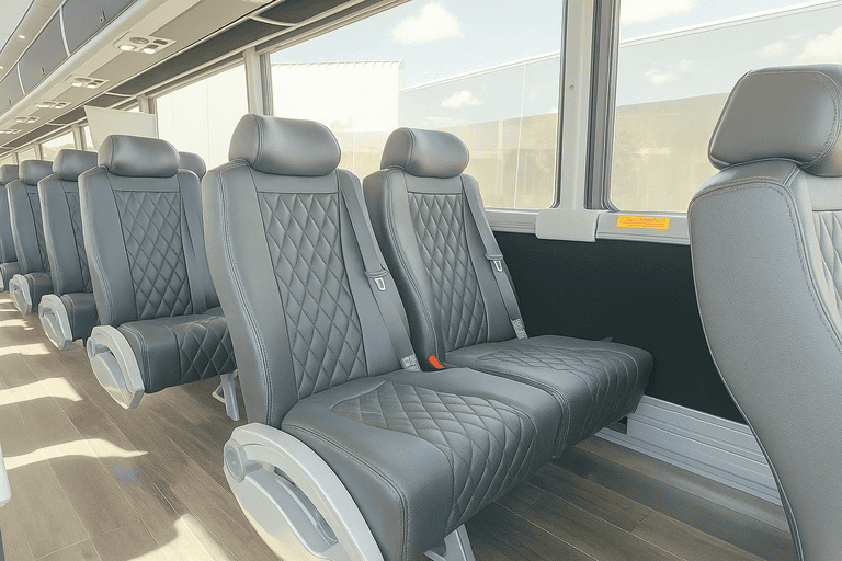 interior of Bus Rental Company Bloomington charter bus